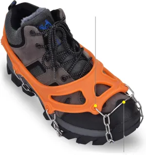 Stainless Steel Ice Cleats for Shoes and Boots - Crampons for Non-Slip Traction on Snow and Ice - Anti-Slip Grips and Spikes for Hiking Walking and Winter Workers on Slippery Surfaces