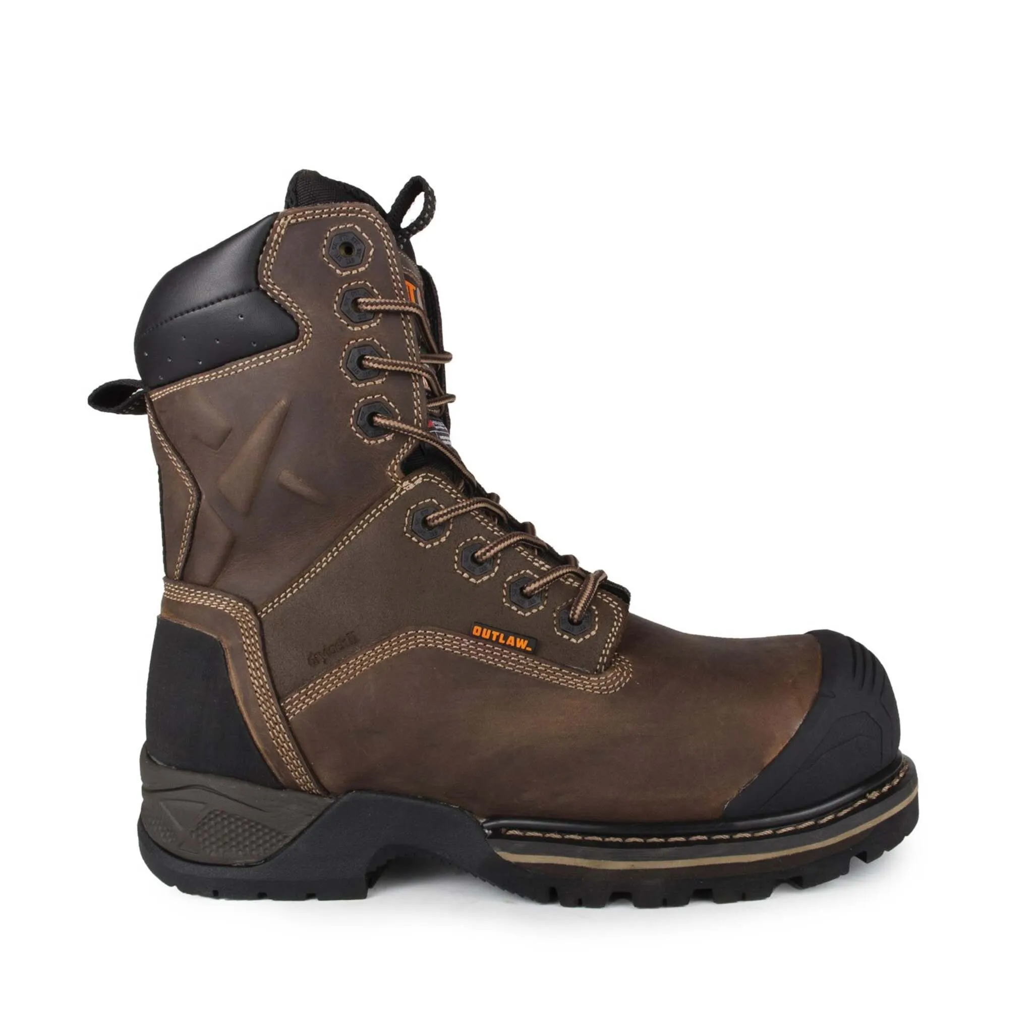 STC Men's 8" Rebel Safety Work Boots | Waterproof, Metal-Free, Composite Toe, Puncture Resistant, Electric Shock Protection, Reflective Inserts | Sizes 7-14