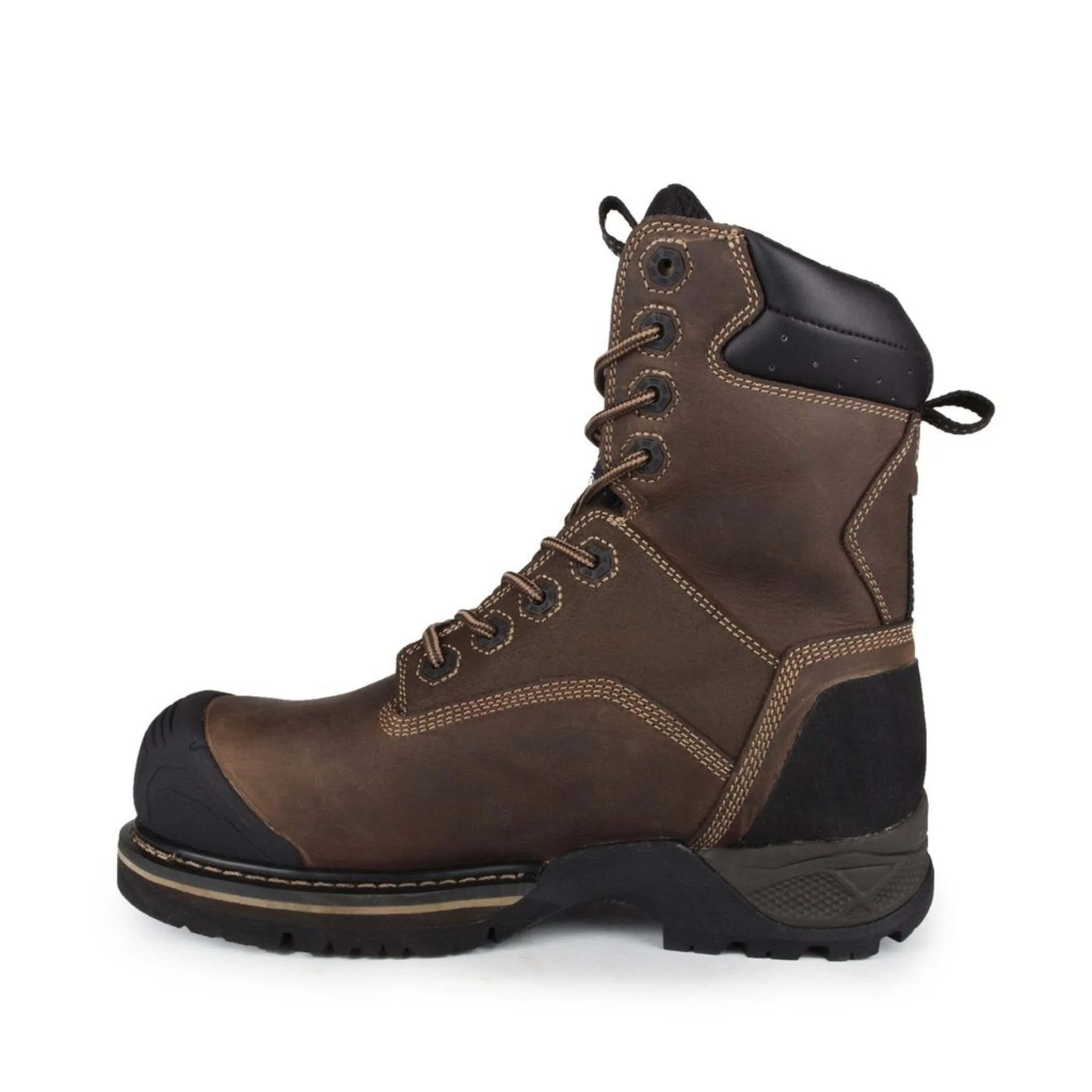 STC Men's 8" Rebel Safety Work Boots | Waterproof, Metal-Free, Composite Toe, Puncture Resistant, Electric Shock Protection, Reflective Inserts | Sizes 7-14