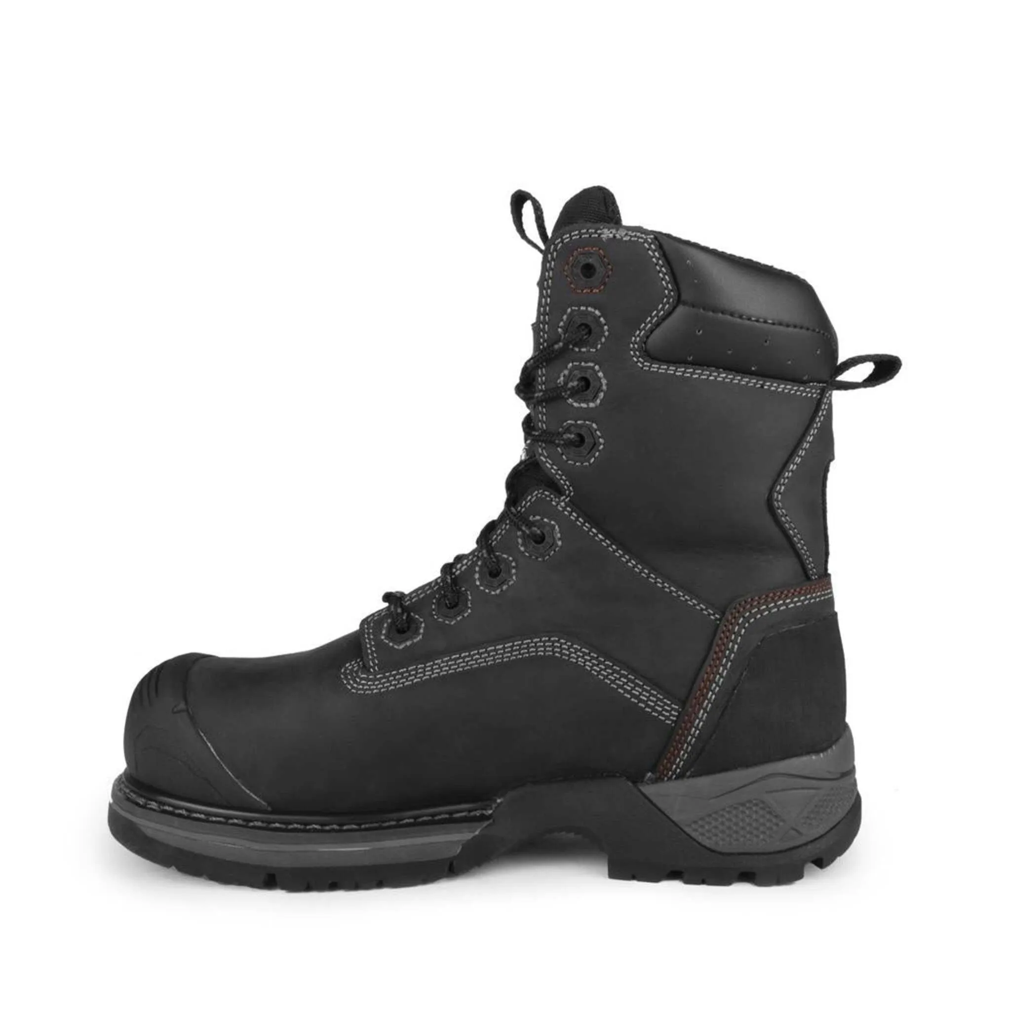 STC Men's 8" Rebel Safety Work Boots | Waterproof, Metal-Free, Composite Toe, Puncture Resistant, Electric Shock Protection, Reflective Inserts | Sizes 7-14