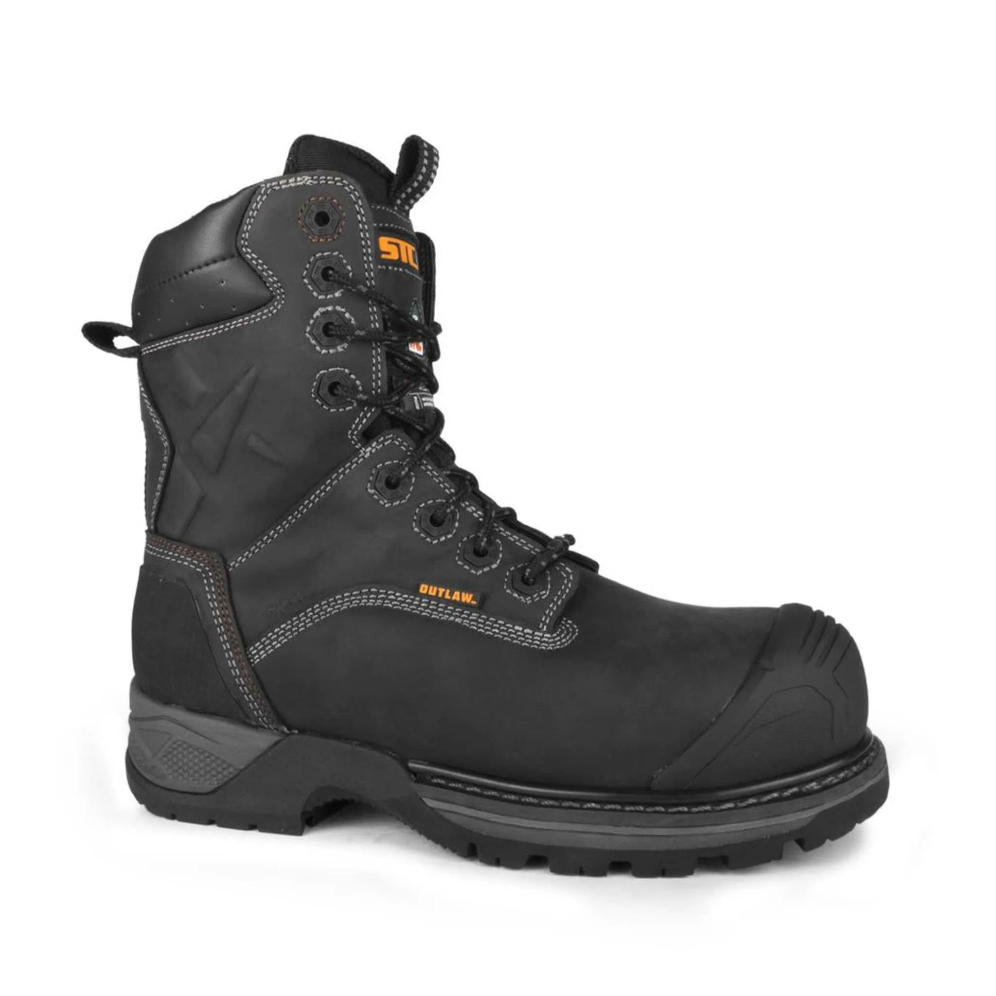 STC Men's 8" Rebel Safety Work Boots | Waterproof, Metal-Free, Composite Toe, Puncture Resistant, Electric Shock Protection, Reflective Inserts | Sizes 7-14