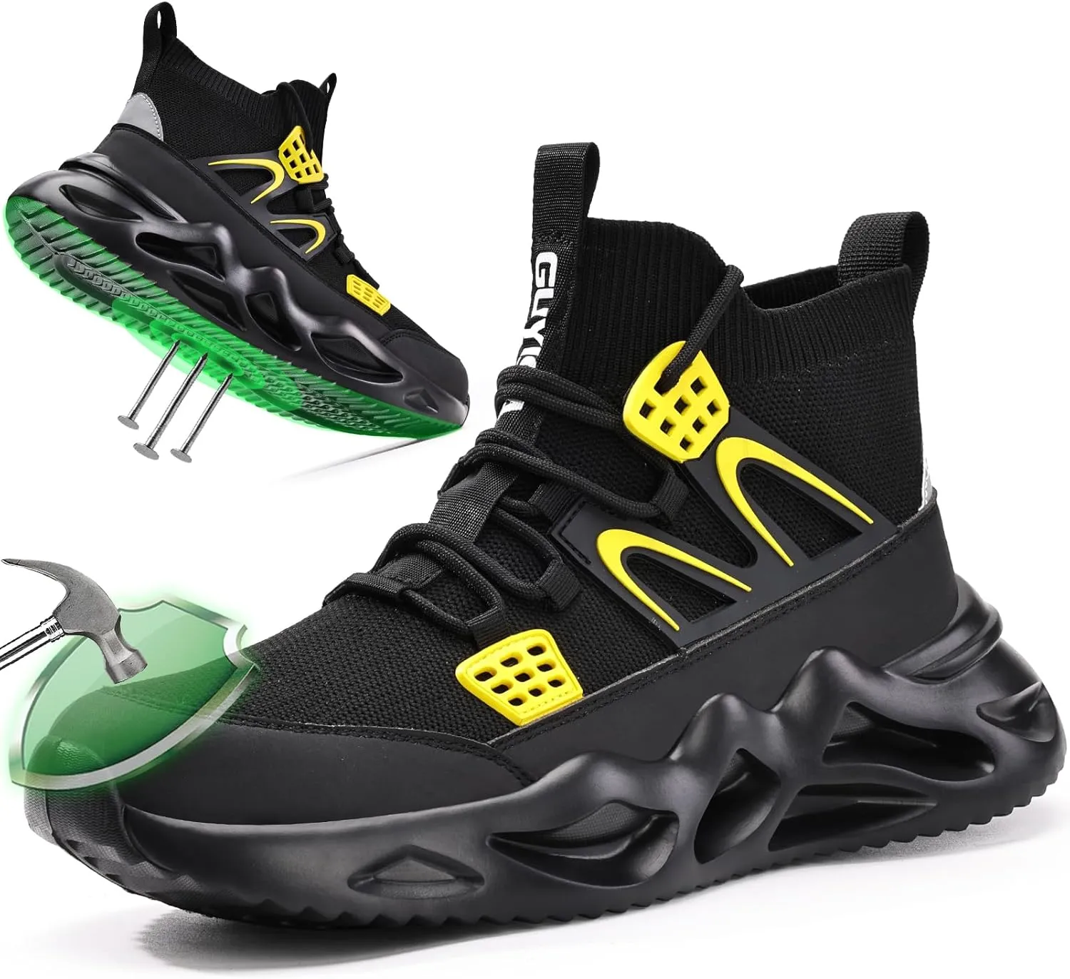 Steel Toe Shoes for Men Comfortable Work Shoes Safety Indestructible Puncture Proof Lightweight Steel Toe Sneakers Construction Work Utility Footwear Construction Industrial Sneakers