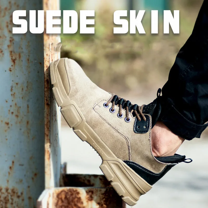 Steel Toe Sneakers Safety Work Shoes for Men Suede Breathable and Lightweight Steel Toe Work Shoes