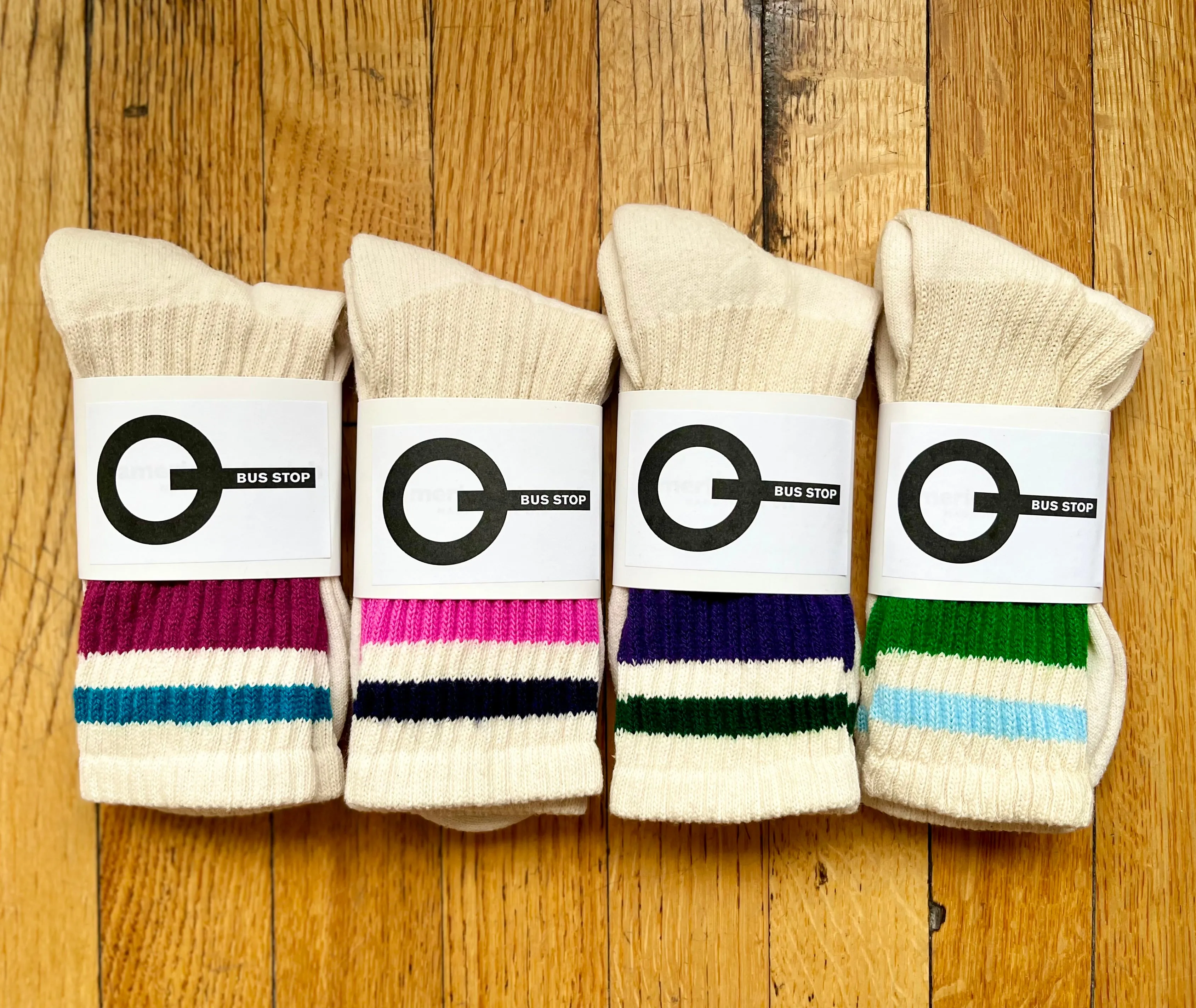 STRIPE Wine Cotton Crew Socks