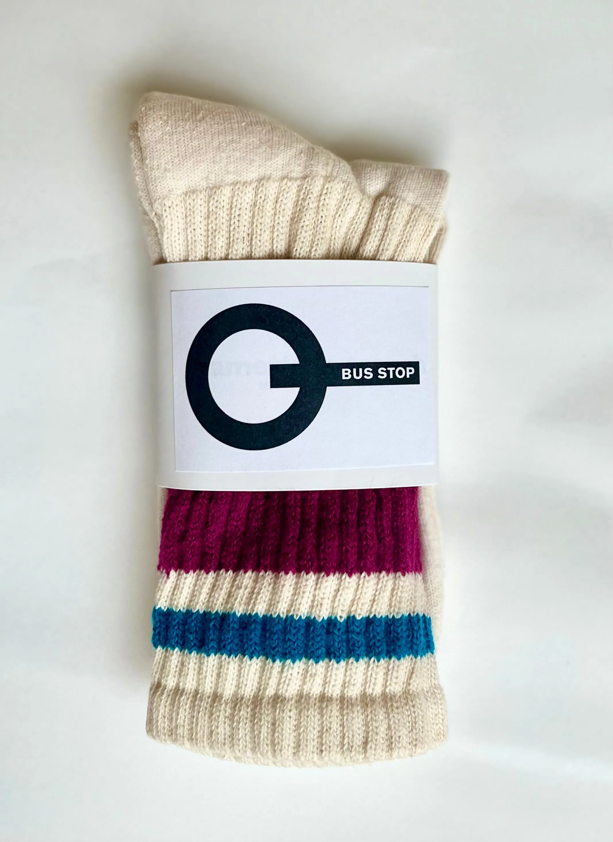 STRIPE Wine Cotton Crew Socks