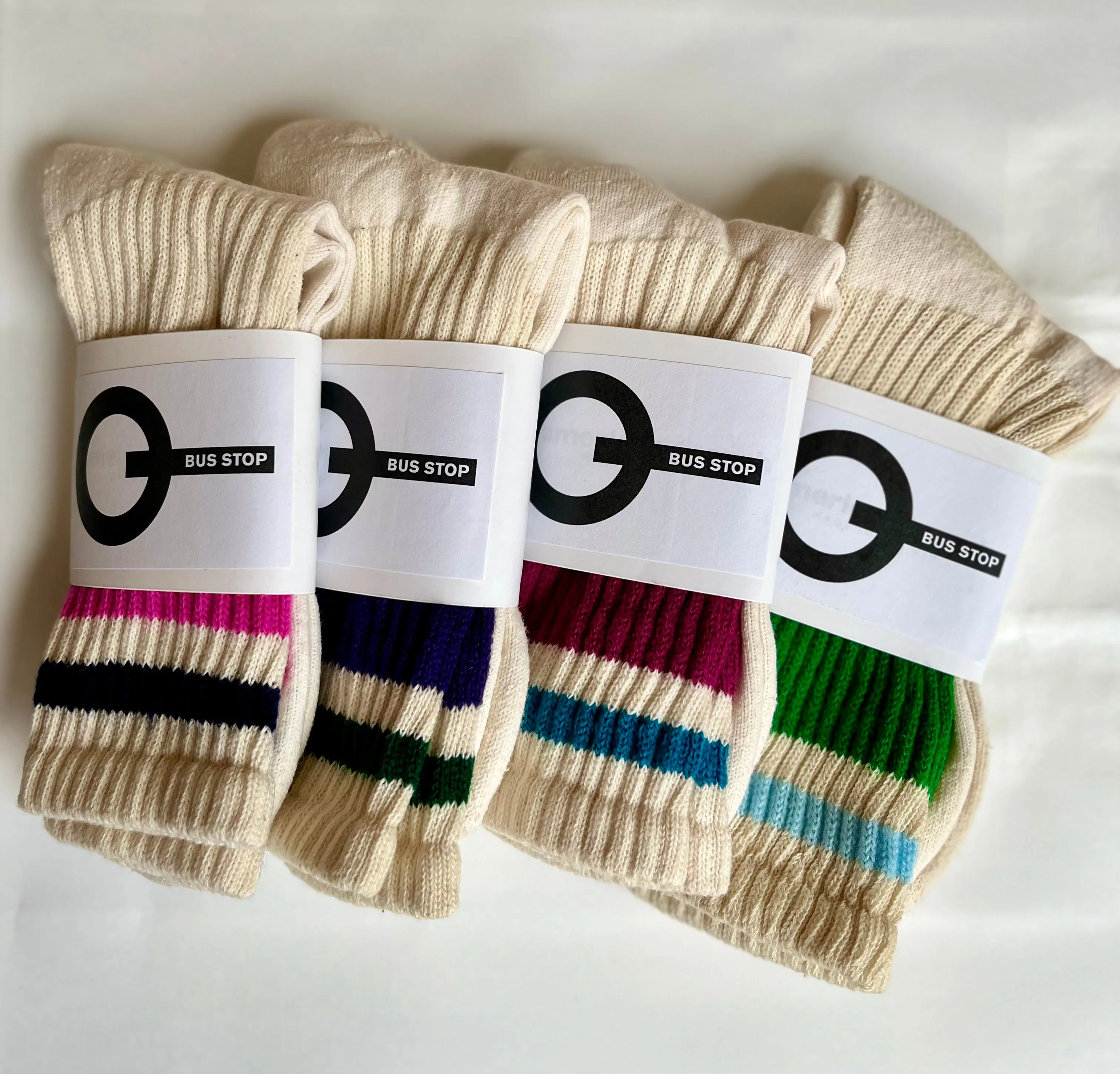 STRIPE Wine Cotton Crew Socks