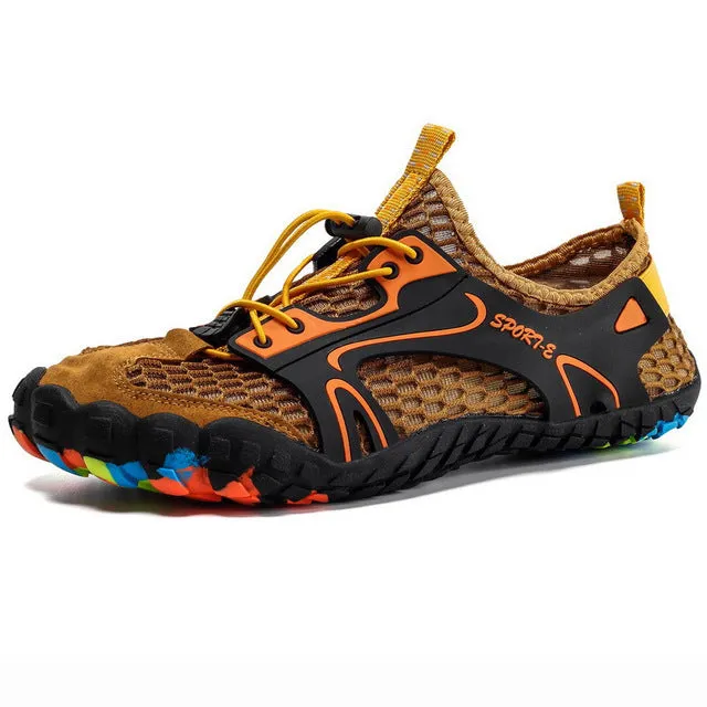 Summer Breathable Men Hiking Shoes Suede   Mesh Outdoor Men Sneakers Climbing Shoes Men Sport Shoes Quick-dry Water Shoes