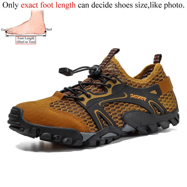 Summer Breathable Men Hiking Shoes Suede   Mesh Outdoor Men Sneakers Climbing Shoes Men Sport Shoes Quick-dry Water Shoes
