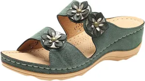 Summer Sandals for Women 2025, Orthopedic Wedge Dressy Walking with Arch Support Rubber Sole,Casual Slip on Shoes Non-Slip Open-Toe Dress Ladies Platform Comfortable Walking Leather Sandal