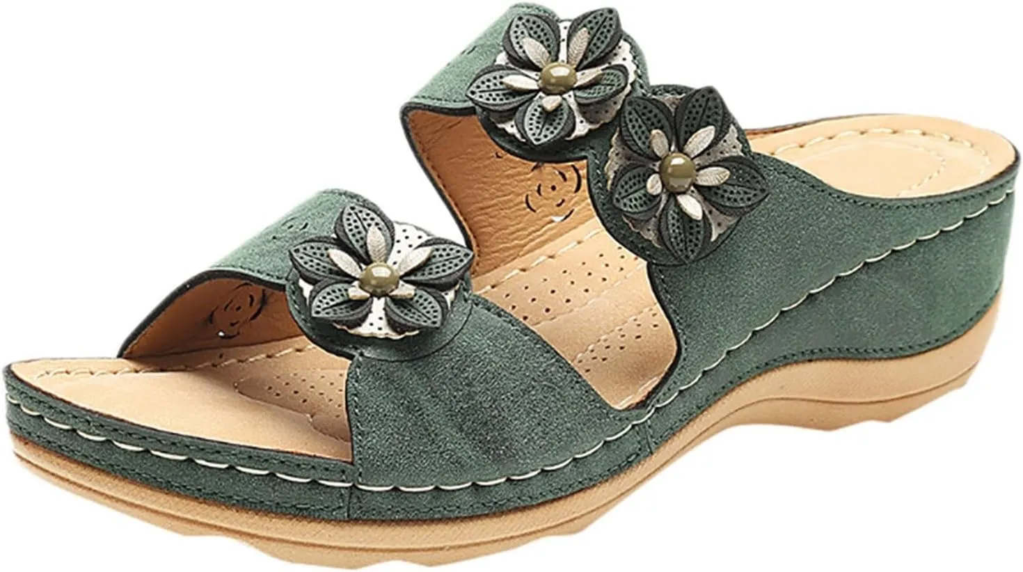 Summer Sandals for Women 2025, Orthopedic Wedge Dressy Walking with Arch Support Rubber Sole,Casual Slip on Shoes Non-Slip Open-Toe Dress Ladies Platform Comfortable Walking Leather Sandal