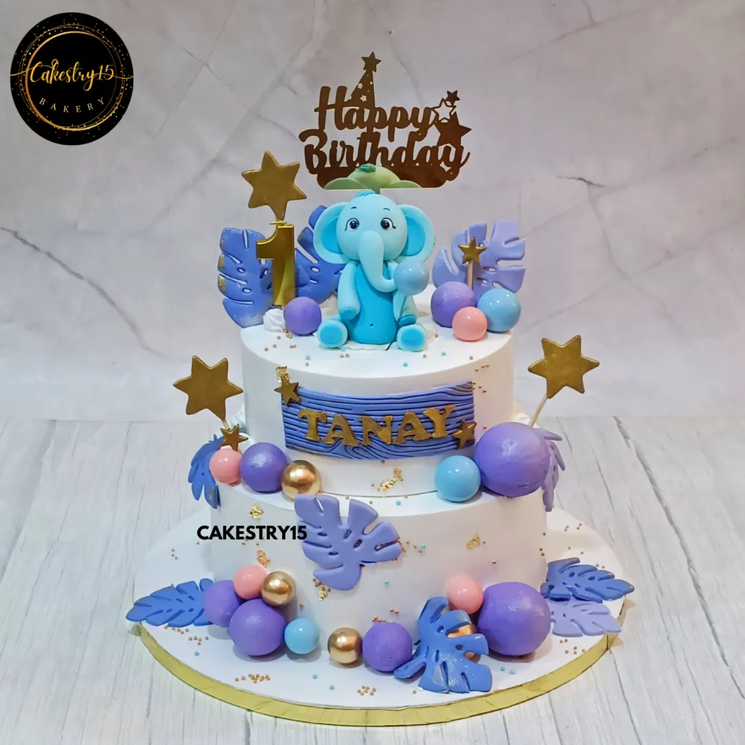 Sweet Elephant 1st Birthday Cake