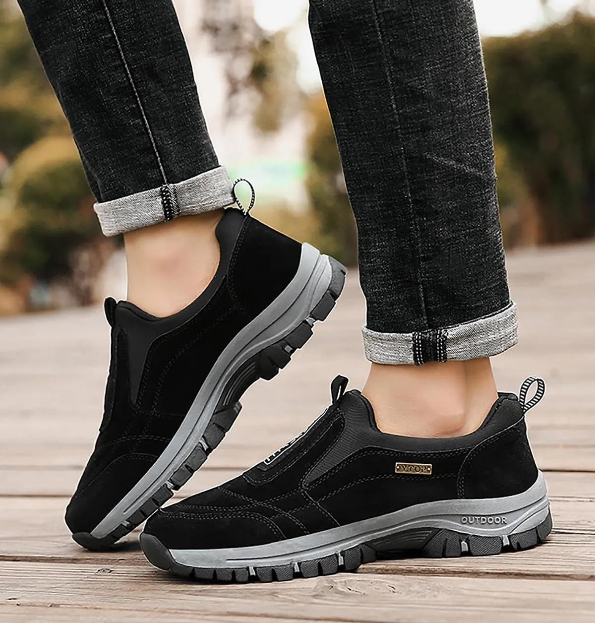 Teresad Shoes Men Comfortable Waterproof Orthopedic Walking Hiking Shoes