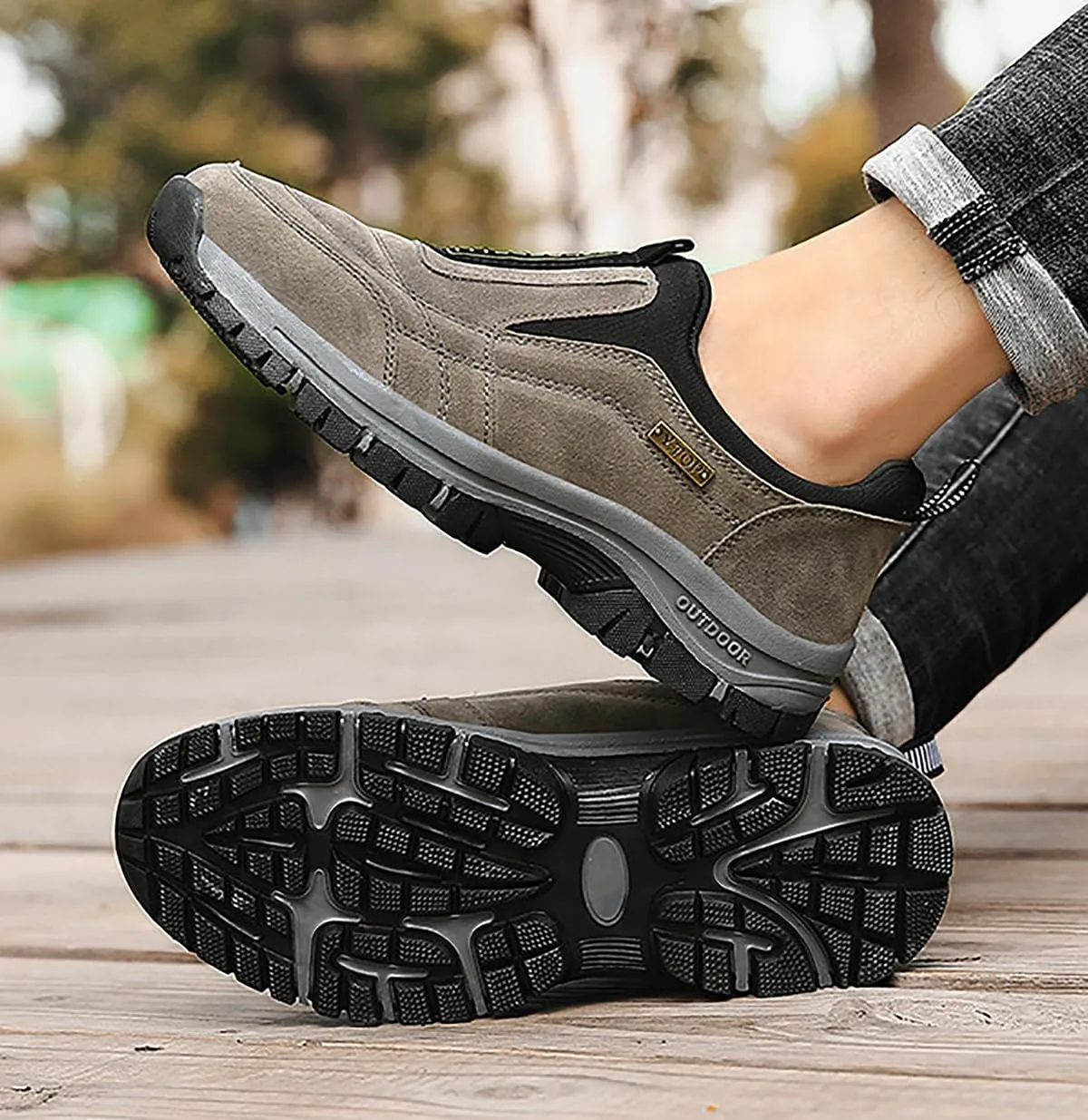 Teresad Shoes Men Comfortable Waterproof Orthopedic Walking Hiking Shoes