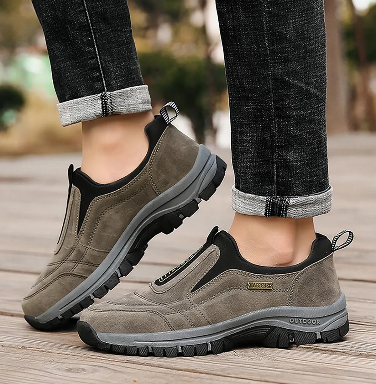 Teresad Shoes Men Comfortable Waterproof Orthopedic Walking Hiking Shoes