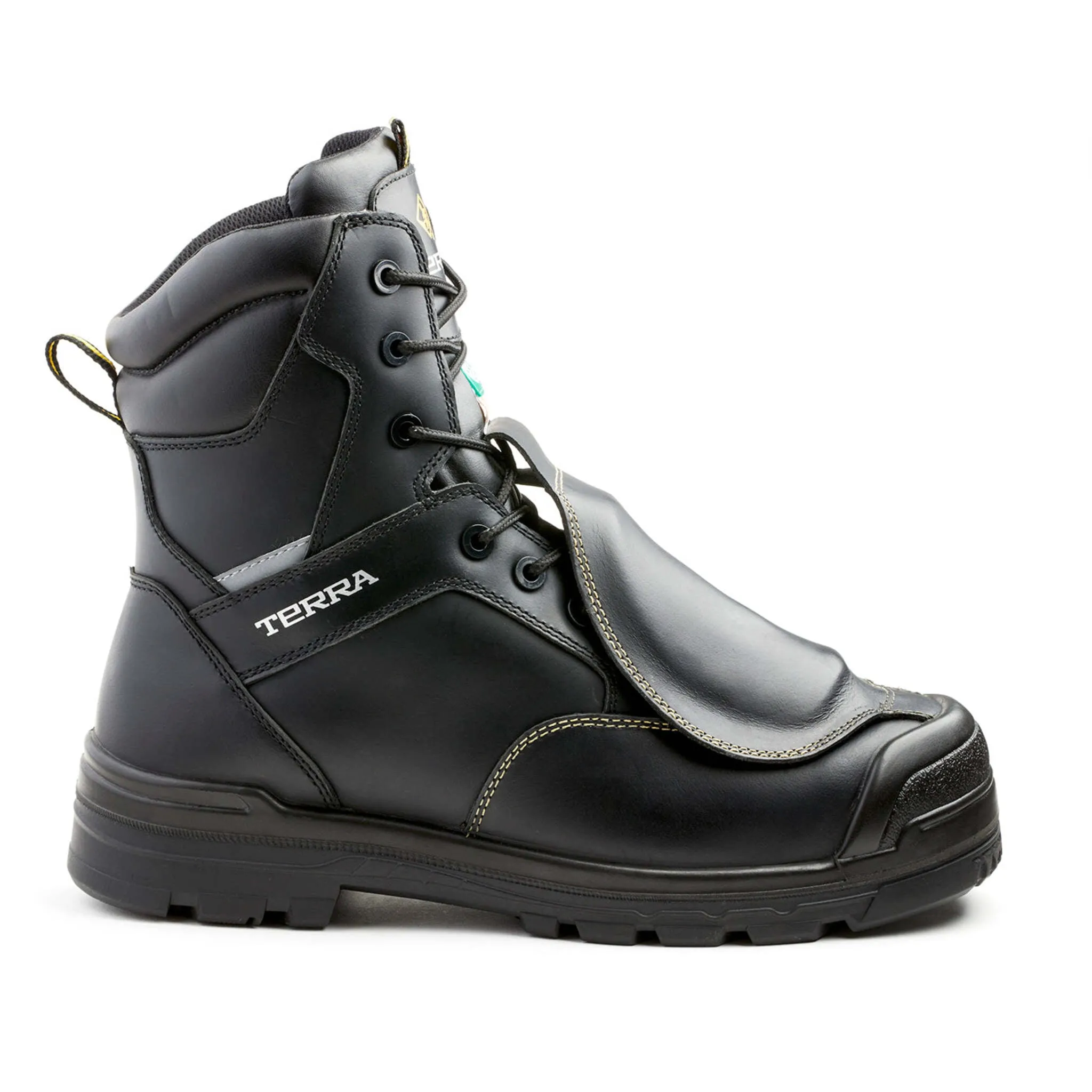 Terra Men's Safety Work Boots Barricade 8" Leather Waterproof with Metguard Composite Toe and Plate | Sizes 7-14