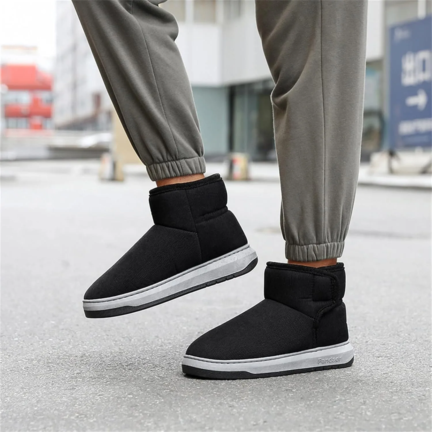 Thick Bottom Cotton Slippers for Men Plus Velvet Warm Winter Boots Lightweight Walk Boots Cold Water Proof Work Boots