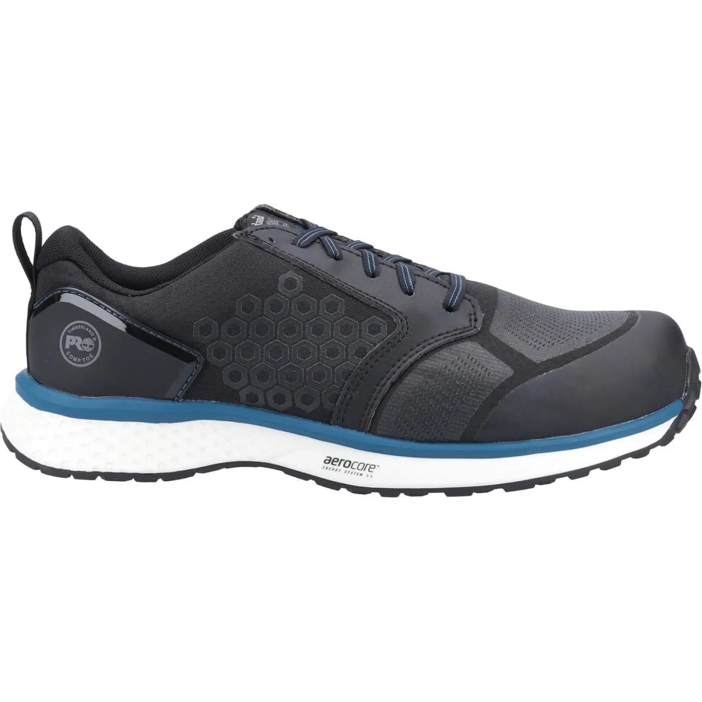 Timberland Pro Reaxion Black/Blue Mens Synthetic   Textile Safety Trainers