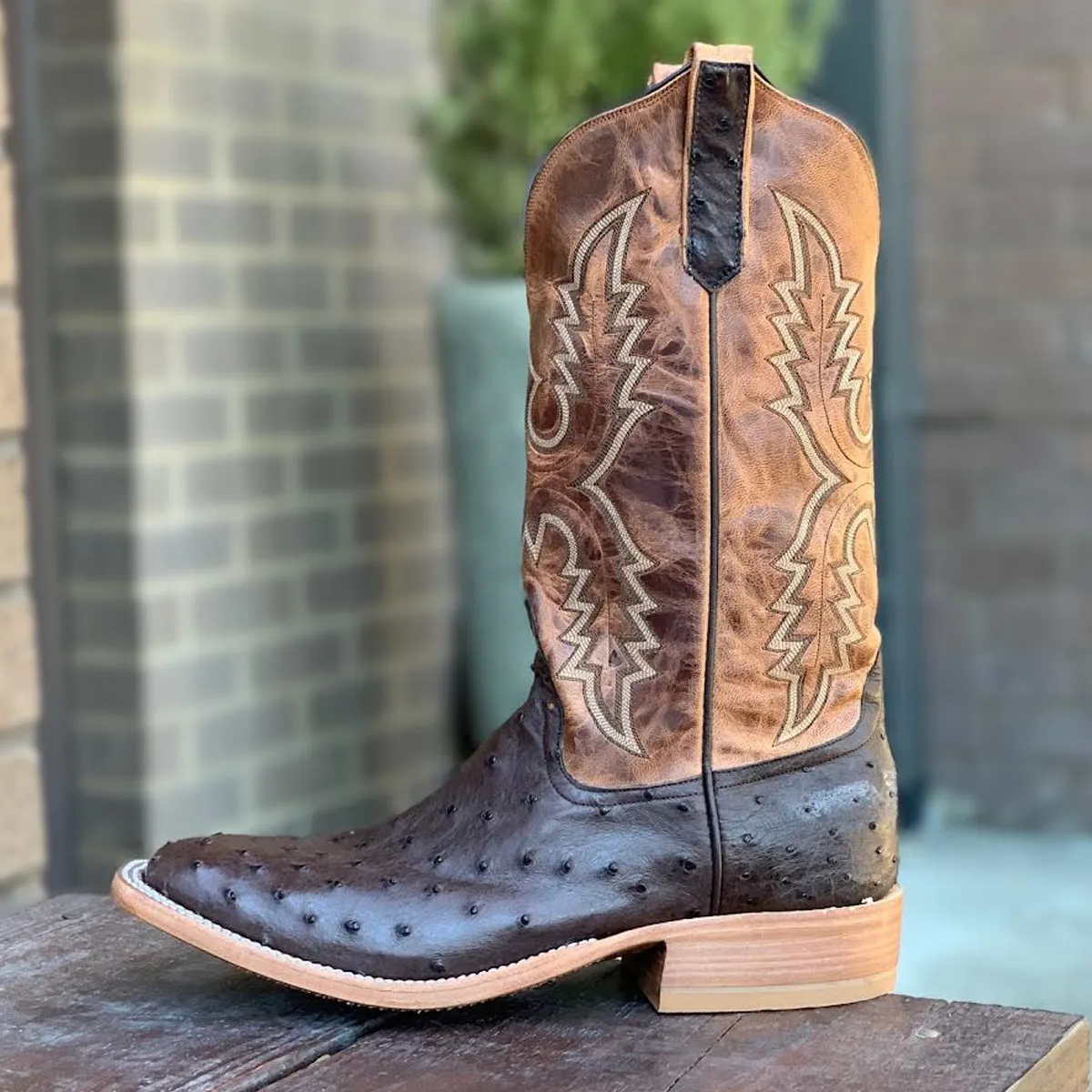 Tobacco Ostrich Square Toe