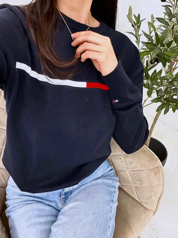 Tommy Hilfiger Men's Tommy Flag Crew Neck Sweater Desert Sky 78J3974 412