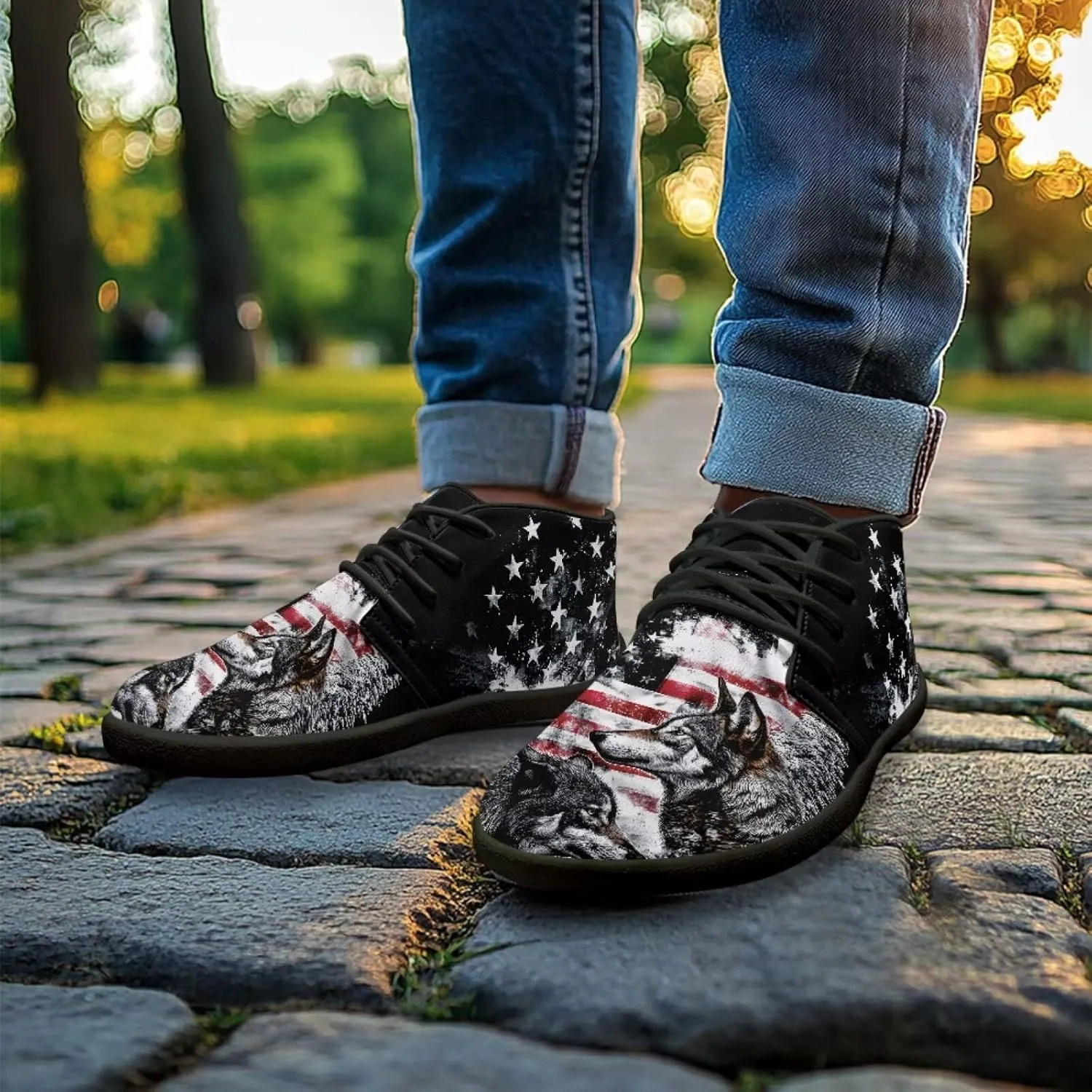 Trail Running Shoes Animal Print Athletic Sneakers for Men Wide Wolf Toe Box Boots Tiger Minimalist Barefoot Shoe