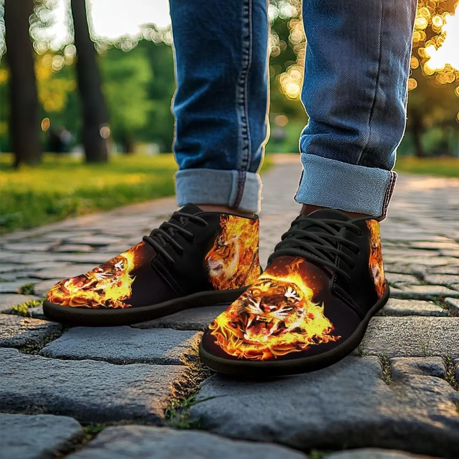 Trail Running Shoes Animal Print Athletic Sneakers for Men Wide Wolf Toe Box Boots Tiger Minimalist Barefoot Shoe