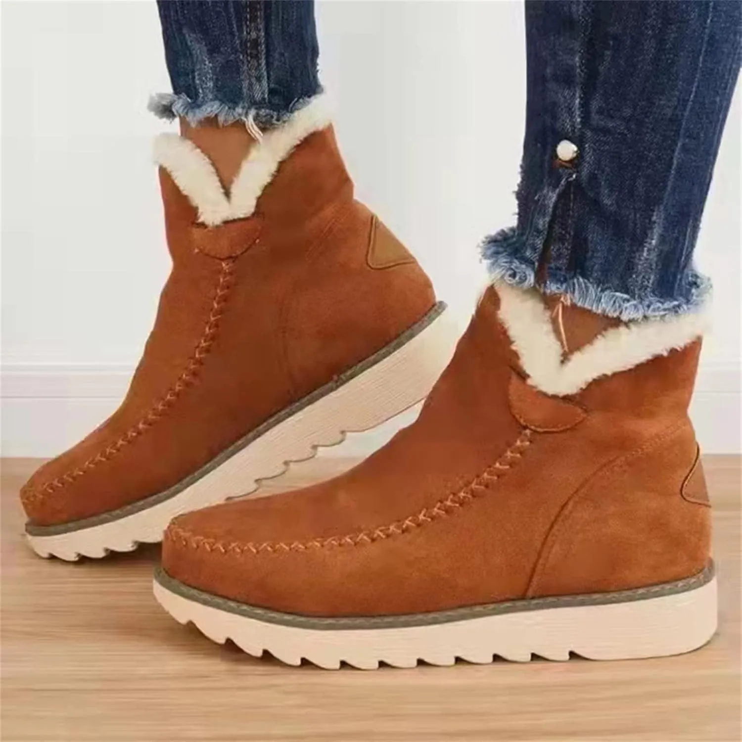 Trending Winter Boots For Women 2024 Snow Boots Warm Casual Fashion Slip On Fur Lined Loafers Shoes Ankle Booties