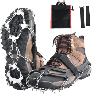 TRIWONDER Ice Grips 10/18/24 Teeth Anti-Slip Shoe Boot Snow Ice Spikes Crampons Cleats Stretch Footwear Traction