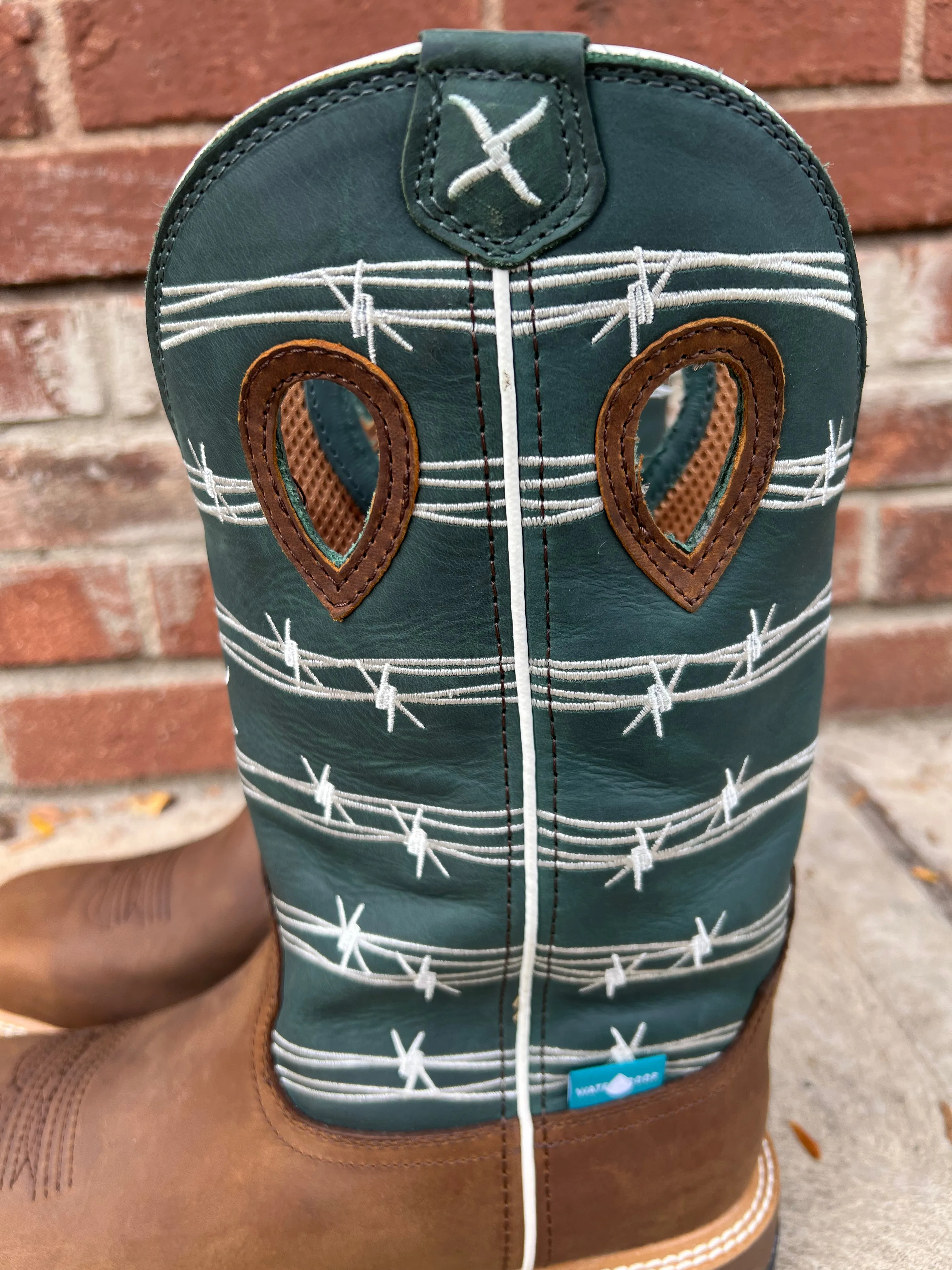 Twisted X 12" Men's Buffalo and Green-Blue Alloy Toe Work Boot MXBAW04