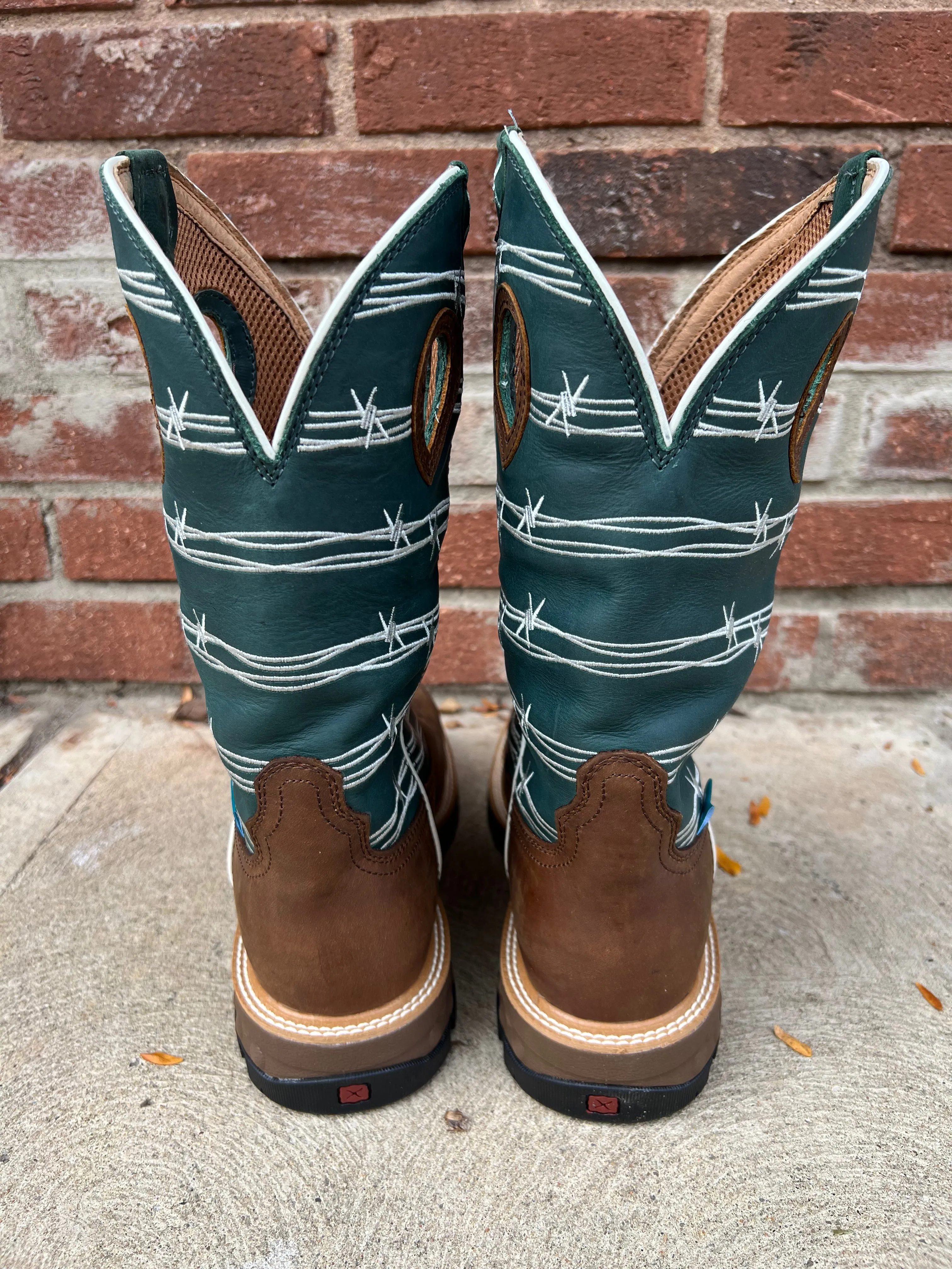 Twisted X 12" Men's Buffalo and Green-Blue Alloy Toe Work Boot MXBAW04