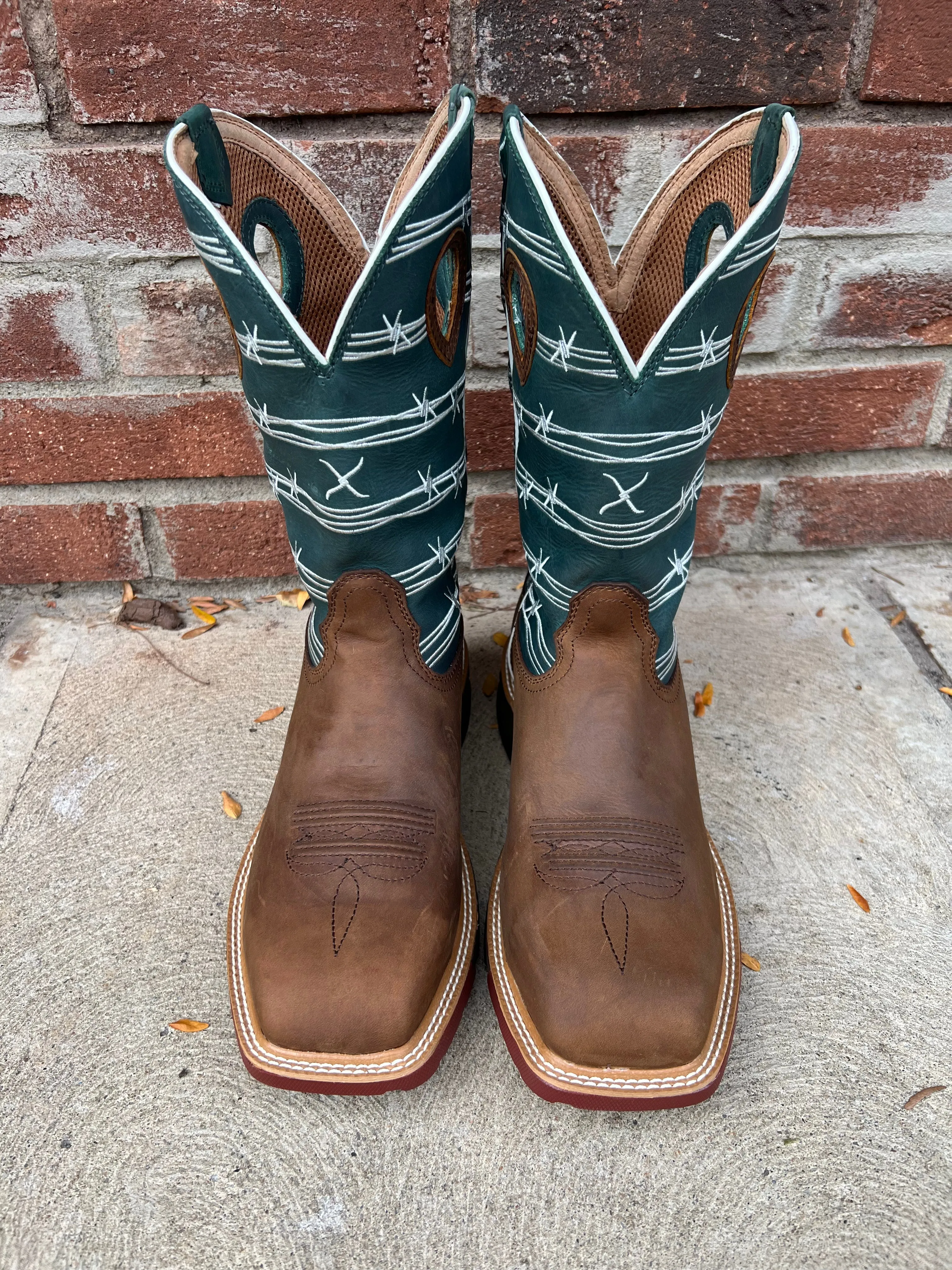 Twisted X 12" Men's Buffalo and Green-Blue Alloy Toe Work Boot MXBAW04