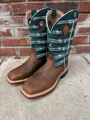 Twisted X 12" Men's Buffalo and Green-Blue Alloy Toe Work Boot MXBAW04
