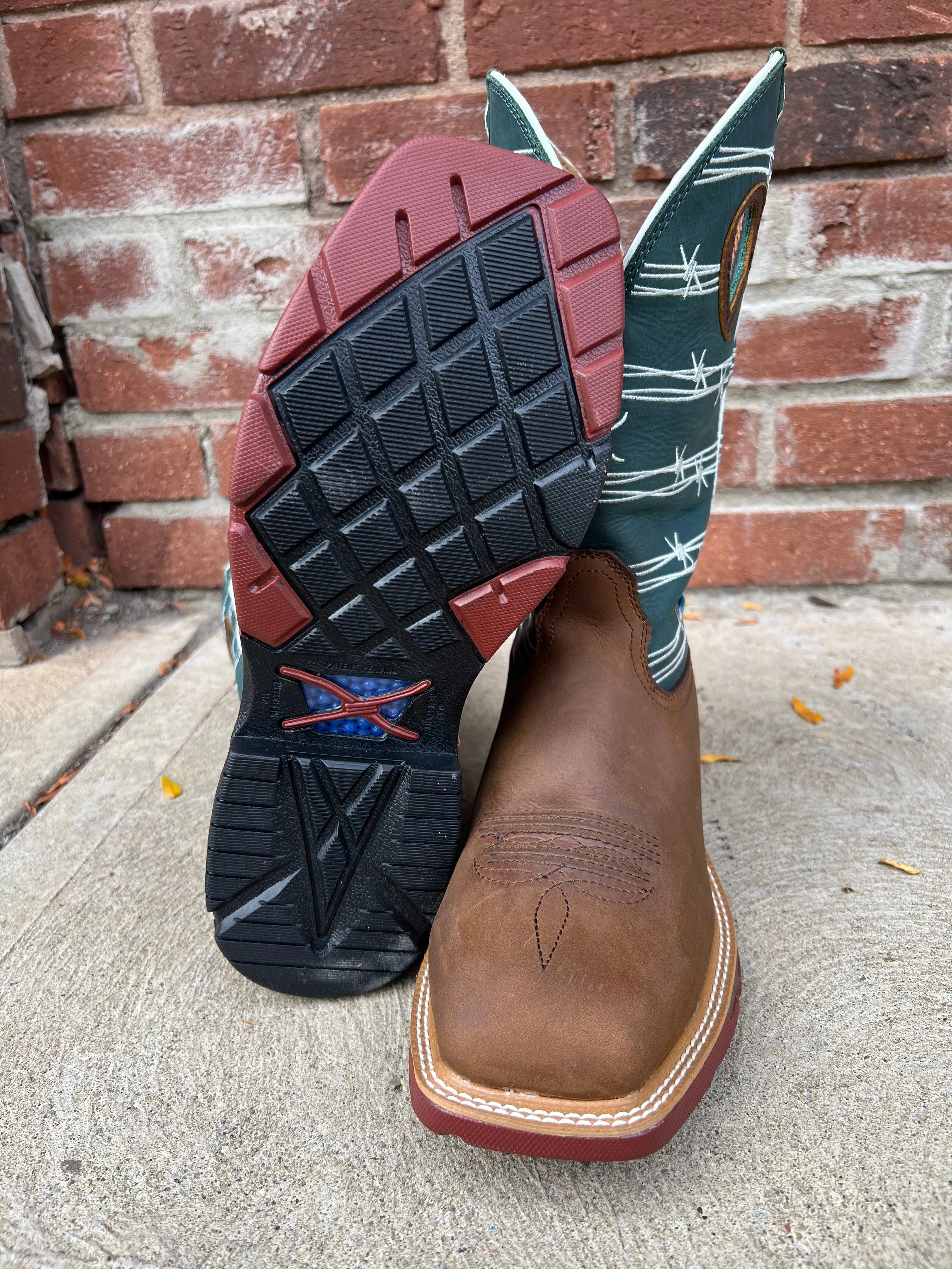 Twisted X 12" Men's Buffalo and Green-Blue Alloy Toe Work Boot MXBAW04