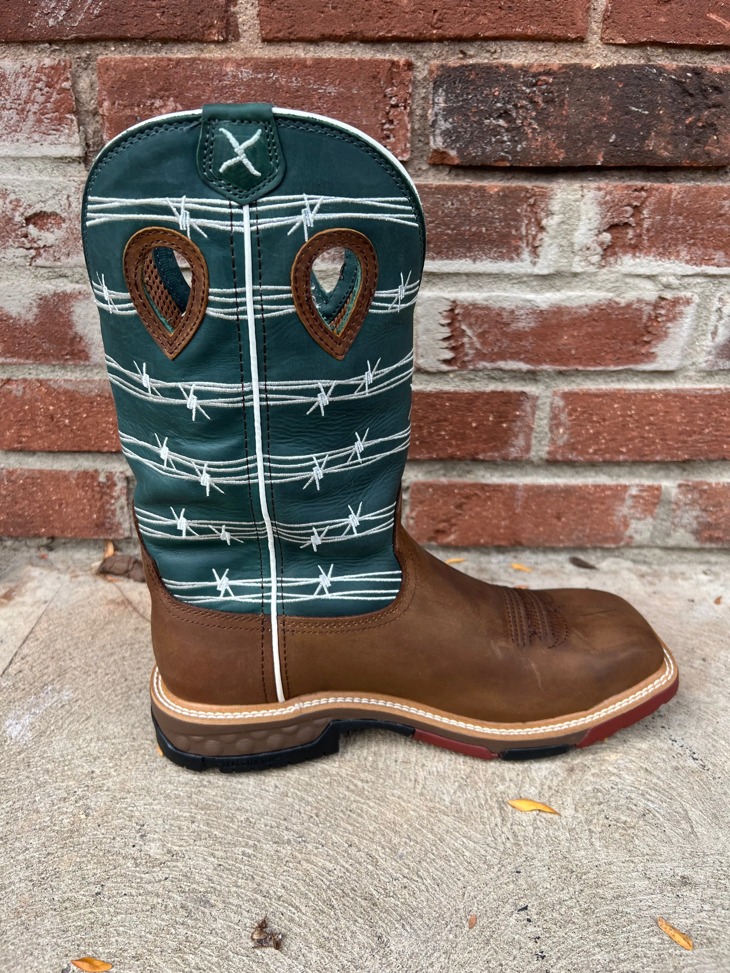 Twisted X 12" Men's Buffalo and Green-Blue Alloy Toe Work Boot MXBAW04
