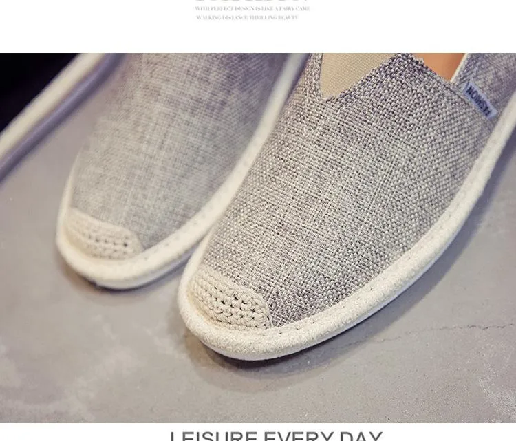 UPUPER Breathable Linen Casual Men Shoes Cloth Shoes Canvas Summer Flat Fisherman Driving Wicking
