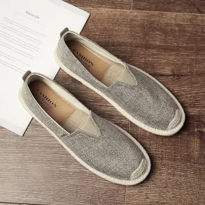 UPUPER Breathable Linen Casual Men Shoes Cloth Shoes Canvas Summer Flat Fisherman Driving Wicking