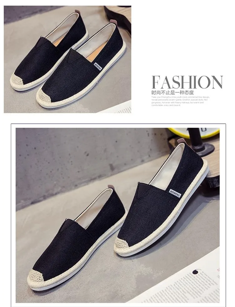 UPUPER Breathable Linen Casual Men Shoes Cloth Shoes Canvas Summer Flat Fisherman Driving Wicking