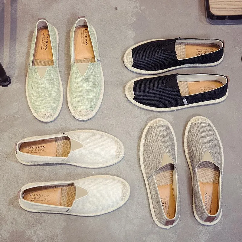 UPUPER Breathable Linen Casual Men Shoes Cloth Shoes Canvas Summer Flat Fisherman Driving Wicking