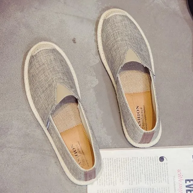 UPUPER Breathable Linen Casual Men Shoes Cloth Shoes Canvas Summer Flat Fisherman Driving Wicking