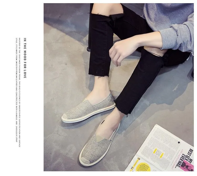 UPUPER Breathable Linen Casual Men Shoes Cloth Shoes Canvas Summer Flat Fisherman Driving Wicking