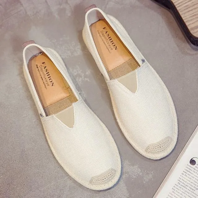 UPUPER Breathable Linen Casual Men Shoes Cloth Shoes Canvas Summer Flat Fisherman Driving Wicking