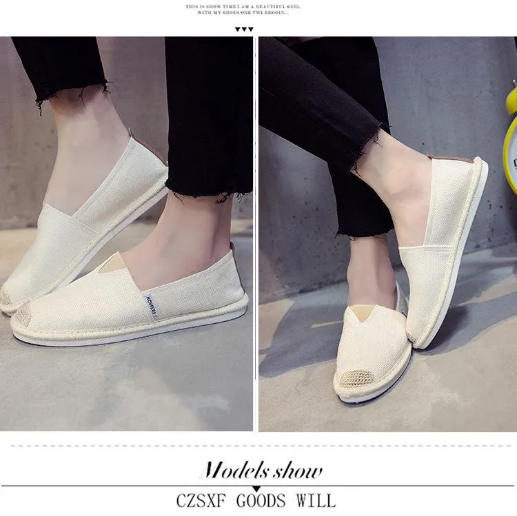 UPUPER Breathable Linen Casual Men Shoes Cloth Shoes Canvas Summer Flat Fisherman Driving Wicking