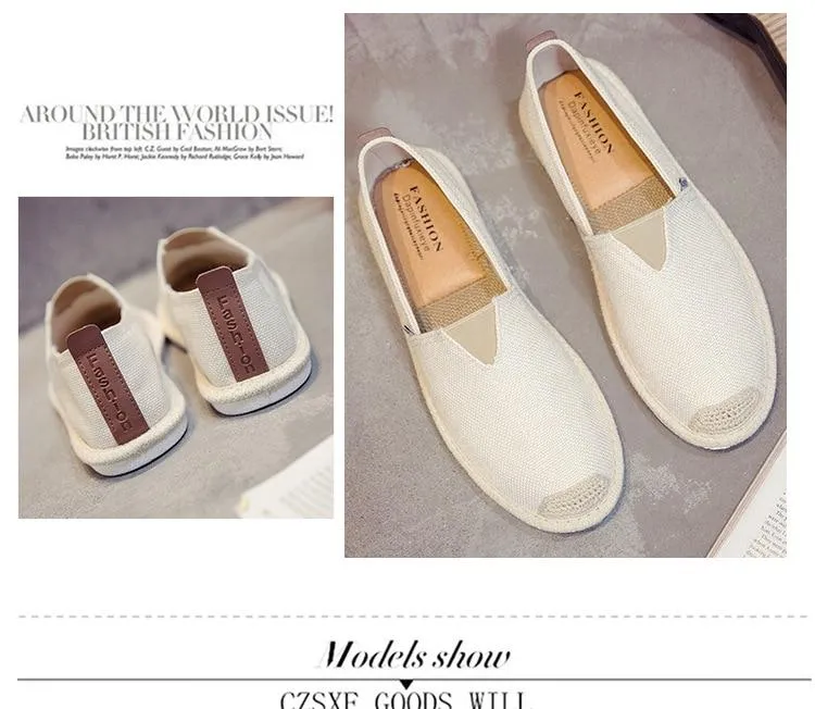 UPUPER Breathable Linen Casual Men Shoes Cloth Shoes Canvas Summer Flat Fisherman Driving Wicking