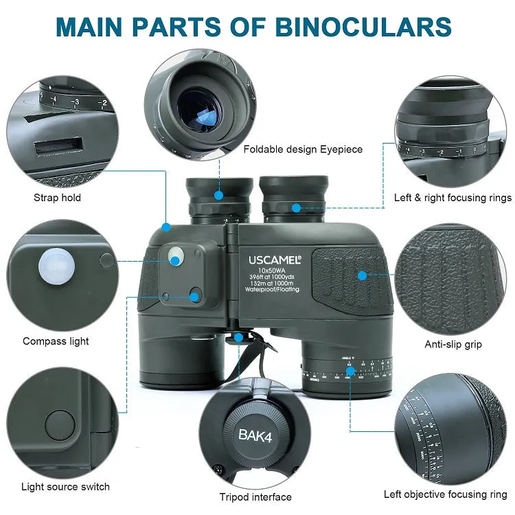 USCAMEL 10x50 BAK-4 FMC Porro Marine Binoculars
