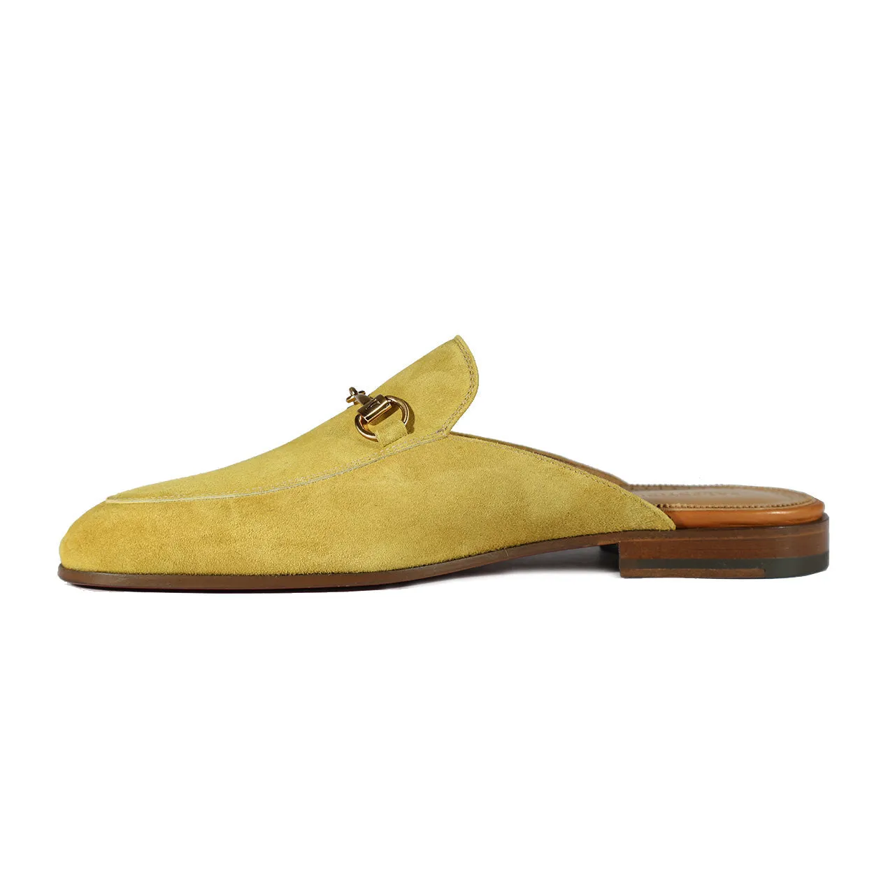 Valentino 19700 Men's Shoes Golden Lime Suede Leather Slipper Mules (VAL1003)