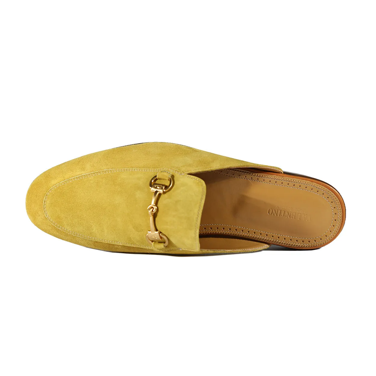 Valentino 19700 Men's Shoes Golden Lime Suede Leather Slipper Mules (VAL1003)