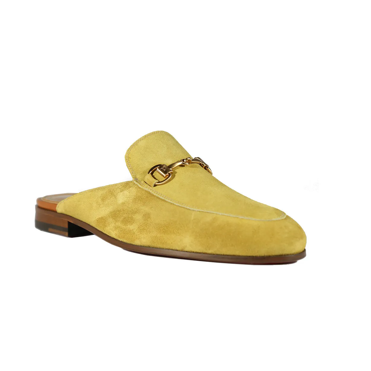 Valentino 19700 Men's Shoes Golden Lime Suede Leather Slipper Mules (VAL1003)