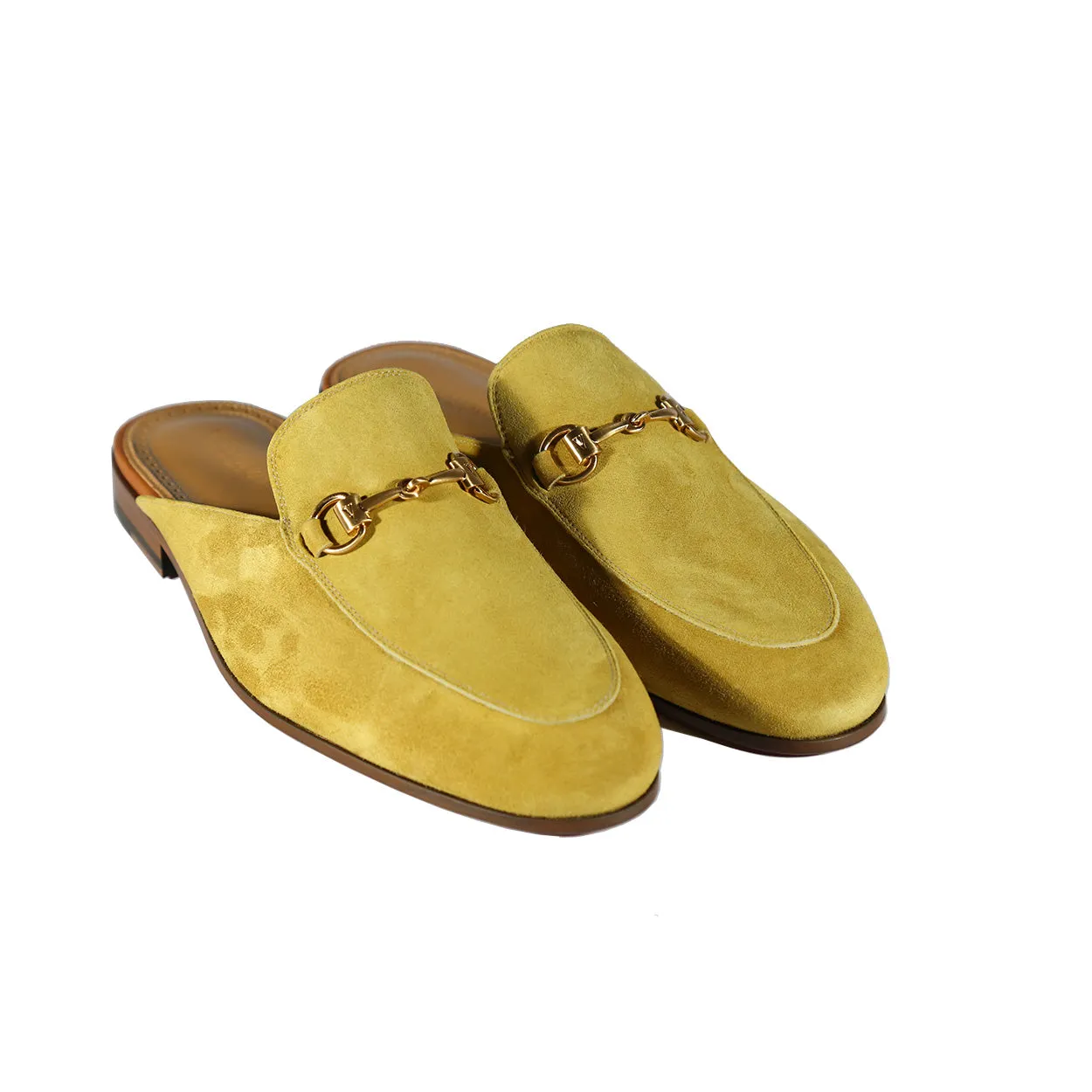 Valentino 19700 Men's Shoes Golden Lime Suede Leather Slipper Mules (VAL1003)