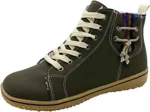 Vintage High Top Sneakers for Women Flat Heeled Ankle Boots Side Zipper Outdoor Lace-up Hiking Cross Country Shoes