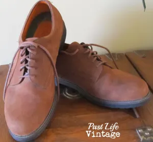 Vintage Suede Men's Oxford Shoes Size 12D Warm Brown 1990s Free Shipping
