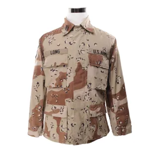 VINTAGE US ARMY DESERT CAMO CHOCOLATE CHIP COMBAT JACKET 1990 SMALL SHORT 1st cav